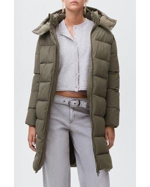 MANGO TEEN Hooded Puffer Coat - Gray