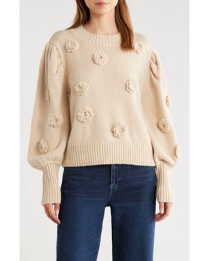FARM Rio 3D Crochet Flower Crewneck Sweater - Blue