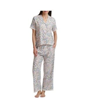 Splendid Notch Collar Crop Pajamas - Gray