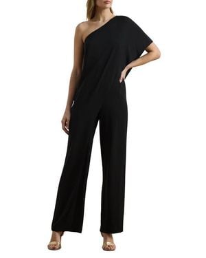 Ralph Lauren April One-Shoulder Georgette Jumpsuit - Black