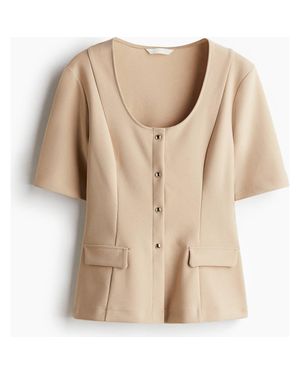 H&M Short-Sleeved Cardigan - Natural