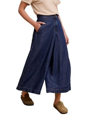 Celtic & Co. Drape Denim Culotte Pants - Blue