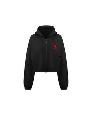 Pcfg Cotton Destroyed Zip Up Hoodie - Black