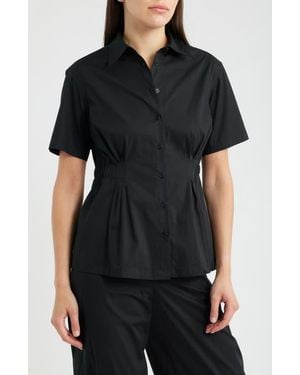 Anne Klein Pleated Waist Shirt - Black