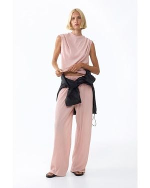H&M Crinkled Drawstring Pants - Pink
