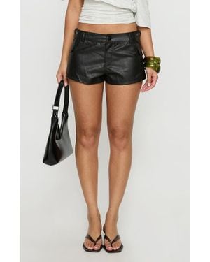 Princess Polly Domination Faux Leather Shorts - Black