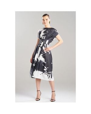 Natori Orchid Fit & Flare Pleated Dress - White
