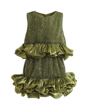 Tulle Evadelle Satin Ruffle Skirt Set - Green