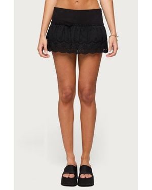Edikted Iriana Cotton Eyelet Miniskort - Black