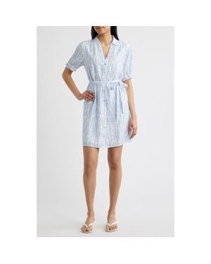 Cloth & Stone Block Print Belted Minidress - Blue