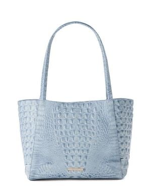 Brahmin Mona Croc Embossed Leather Tote - Blue