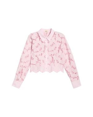 L'Agence Seychelle Cutwork Crop Shirt - Pink
