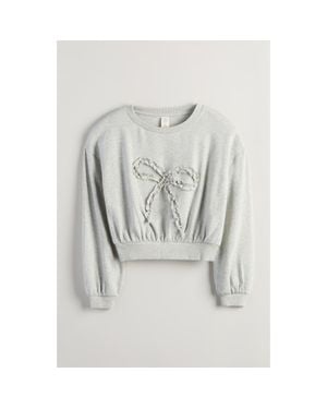 Treasure & Bond Kids' Appliqué Bow Sweatshirt - Gray