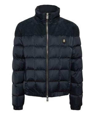 Billionaire Puffer Down Jacket With Leather Inserts - Blue