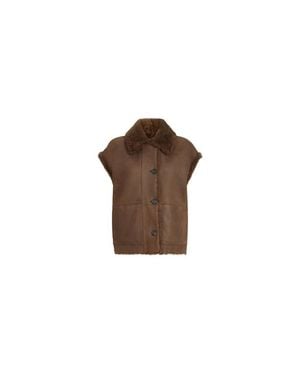 Brunello Cucinelli Shearling Reversible Vest - Brown