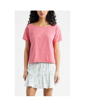 BP. Relaxed Fit Boat Neck Cotton T-Shirt - Pink