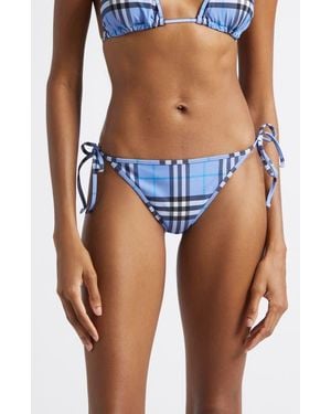 Burberry Sadie Check String Bikini Bottoms - Blue