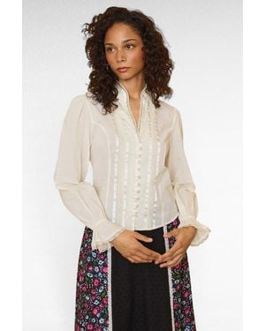 ModCloth Diana Button Front Prairie Blouse, X Gunne Sax - White
