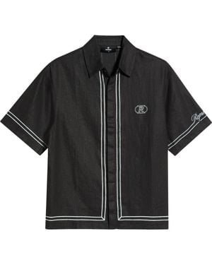 Represent Border Stripe Cotton Button-Up Shirt - Black