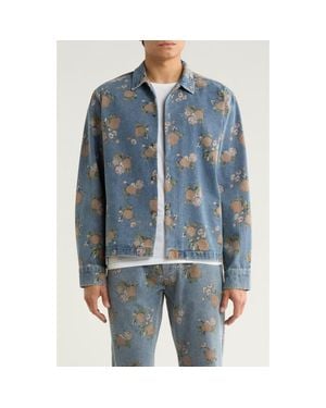 RIZORT Bouquet Denim Button-Up Shirt Jacket - Blue