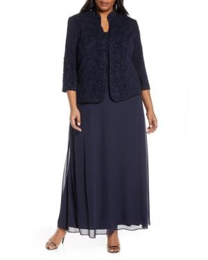 Alex Evenings Mock Two-Piece Gown With Jacket - Blue