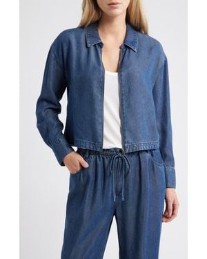 Cloth & Stone Zip Front Shacket - Blue