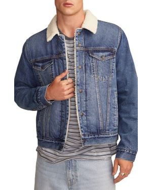 Lucky Brand Denim Jacket With Faux Shearling Lining - Blue