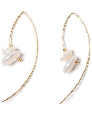 Chan Luu Freshwater Pearl Hoop Earrings - Metallic