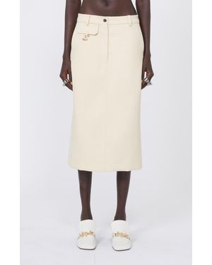 Sportmax Adepto Cotton Blend Twill Pencil Skirt - Natural