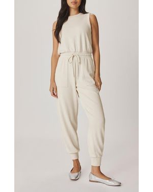 Splendid Scubasoft Tie Waist Sleeveless Jumpsuit - Natural