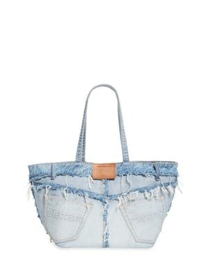 Alexander Wang Punch Denim Fray Tote - Blue