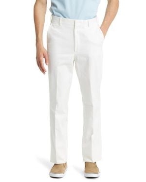 Berle Flat Front Classic Fit Cotton Dress Pants - White