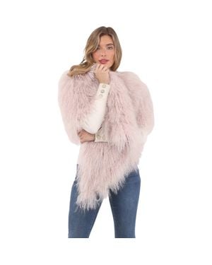 Gorski Select Genuine Shearling Shawl - Pink