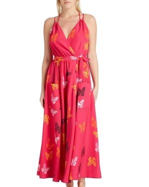 VALIMARE Amelia Maxi Wrap Crepe De Chine Cover-Up Dress - Red