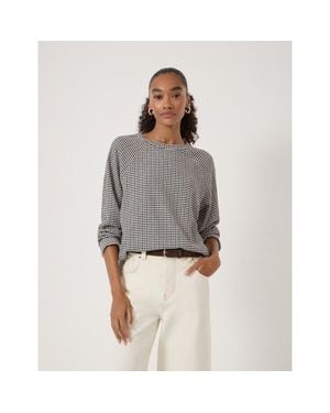 Hush Matilda Gingham Raglan Top - Gray