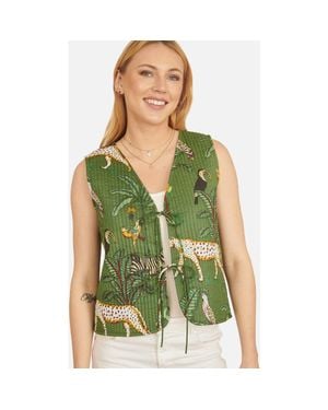 Yumi' Animal Reversible Cotton Quilted Jacket - Green