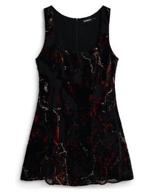 Desigual Metallic Sleeveless Velvet Dress - Black