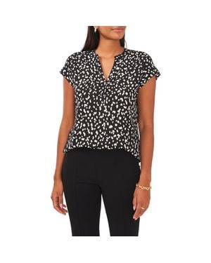 Chaus Split Neck Georgette Blouse - Black