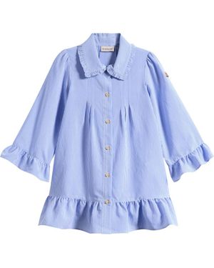 Moncler Kids' Stripe Long Sleeve Shirtdress - Blue