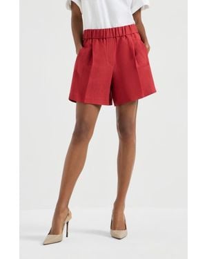 Brunello Cucinelli Fluid Twill Baggy Shorts - Red