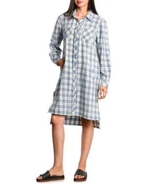 Billy T Plaid Long Sleeve Shirtdress - Blue