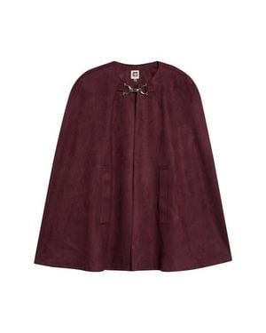 Anne Klein Faux Suede Long Cape - Purple