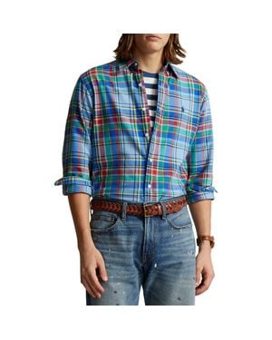 Polo Ralph Lauren Plaid Cotton Oxford Button-Down Shirt - Blue
