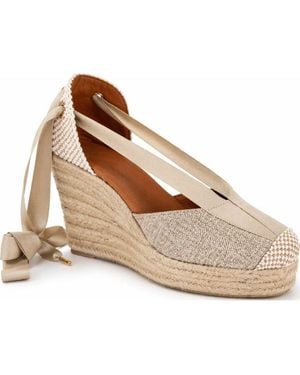 Menina Step Jimena High-Lace Woven Lace-Up Espadrille - Brown