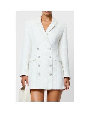 French Connection Scattered Tinsel Long Sleeve Double Breasted Minidress - White