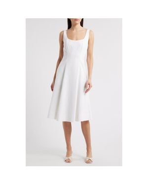 Charles Henry Sleeveless Fit & Flare Dress - White