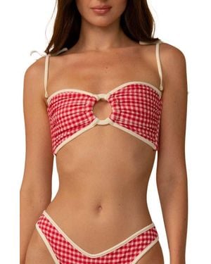 Montce Tori Micro Gingham Binded Swim Top - Red