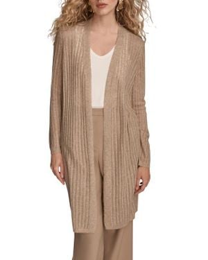 Donna Karan Pointelle Cardigan - Brown