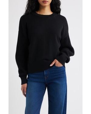 Madewell Rib Drop Shoulder Crewneck Sweater - Black