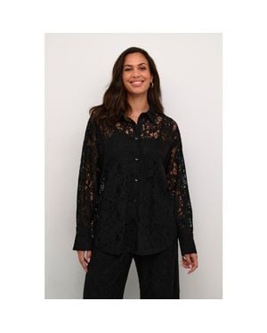 Kaffe Kanelly Lace Shirt Loose Fit Button Up - Black